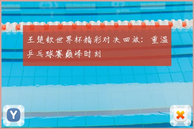 王楚钦世界杯精彩对决回放:重温乒乓球赛巅峰时刻
